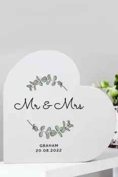 Image of Personalised Botanical Free Standing Heart - Size: 15cm - Grey