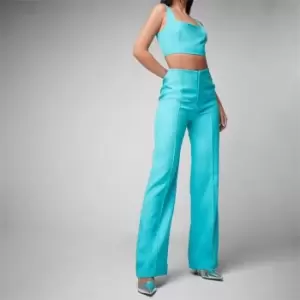 image of Missguided Tailored Seam Detail Straight Leg Trousers - Blue