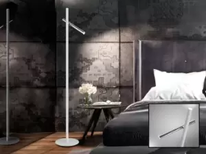 Image of Varas Integrated LED 2 Light Floor Lamp Matt White, Chrome