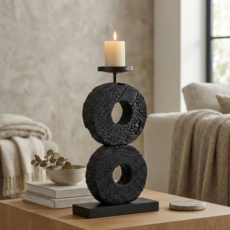 Image of Garden Greatness Fidel Tiered Charred Candle Holder Size: 1 Pack Multicolor Unisex 1 Pack