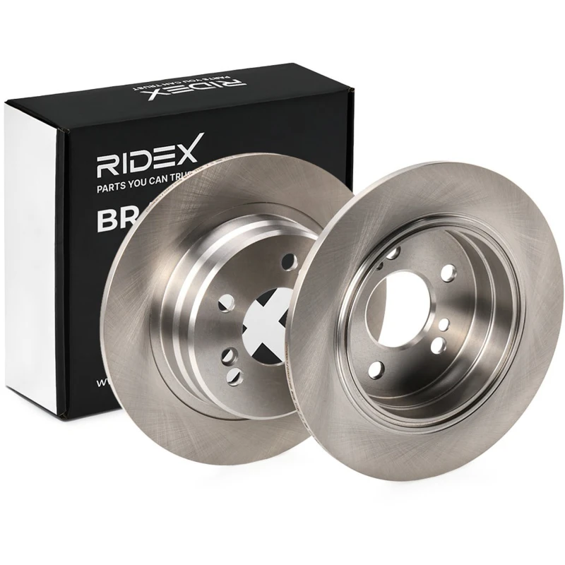 Image of RIDEX 82B1084 Brake disc Rear Axle, solid, Cast Iron, Uncoated, Untreated, without bolts/screws Cast Iron Brake Disc (82)