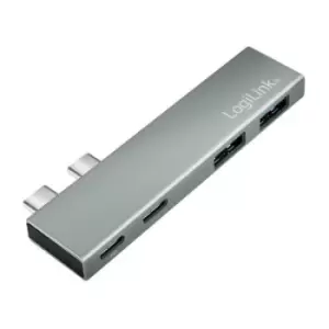 image of LogiLink USB 3.2 Gen2x2 Hub, 4-port, PD, for MacBook and iPad, silver