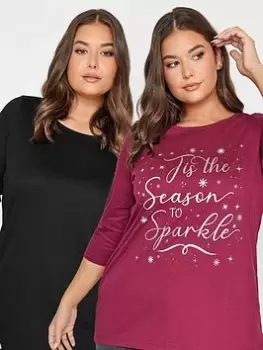 Image of Yours 2 Pack Ls Novelty Tis The Season/ Black, Size 16, Women