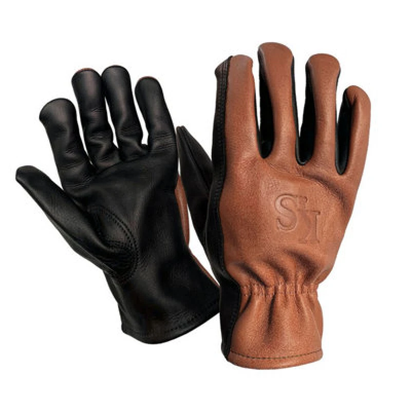 Image of Kent & Stowe Surefit Leather Tan & Black Gardening Gloves Small, Pair