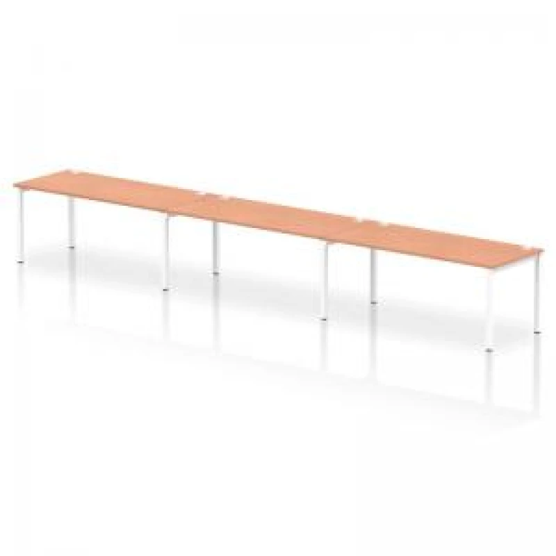 Image of Impulse Impulse Bench Single Row 3 Person 1800 White Frame Office Bench Desk Beech IMBS318BCHW