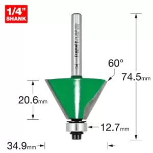 Image of Trend CRAFTPRO Bearing Guided Bevel Router Cutter 38.3mm 22.2mm 1/4"