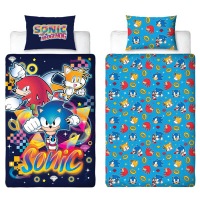 Image of Sonic Liquid Single Polycotton Duvet Cover And Pillowcase Set