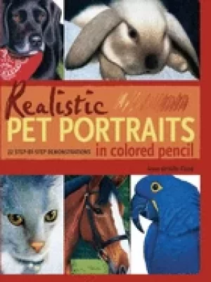 Image of realistic pet portraits in colored pencil