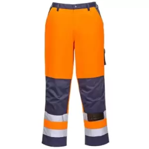 Image of Portwest Lyon Hi Vis Work Trousers Orange / Navy 2XL 34"