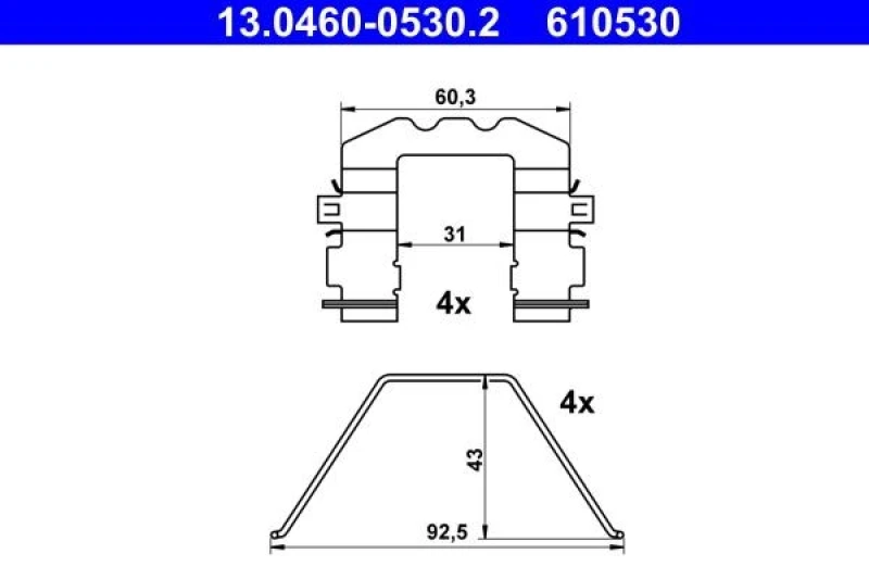Image of Brake pad fitting kit ATE 13.0460-0530.2