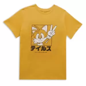 image of Sonic The Hedgehog Tails Katakana Mens T-Shirt - Mustard - L