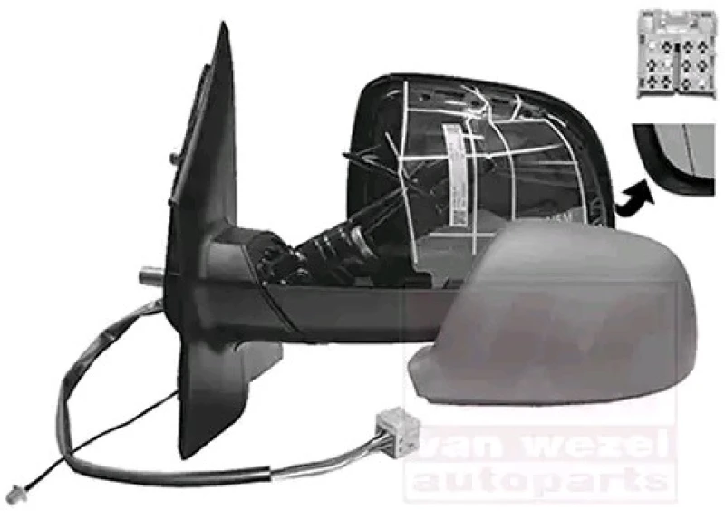 Image of VAN WEZEL 5790827 Wing mirror * HAGUS * Left, Heatable, primed, with integrated radio antenna Outside Mirror (50)