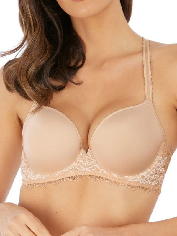 Image of Wacoal Womens Lace Perfection Contour Bra in Beige Size: 32C Beige Female 32C