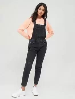 Image of Superdry Vintage Slim Taper Dungaree - Black, Size 14, Women