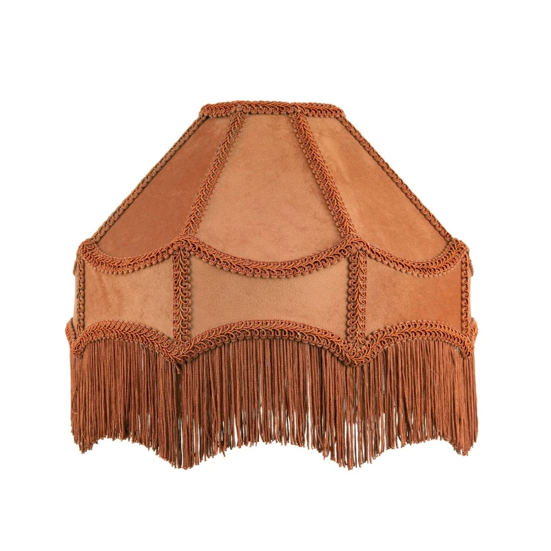 Image of Happy Homewares Traditional Victorian Empire Soft Velvet Lamp Shade with Lengthy Tassels in Mustard Size: 12" Mustard Unisex 12"
