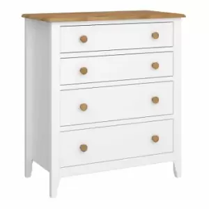 image of Steens Heston White and Pine 4 Drawer Chest, White/Oak