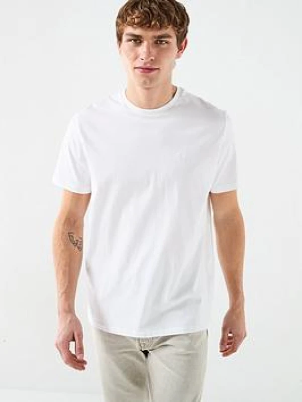 Image of Calvin Klein Jeans Mens Short Sleeve Crew Neck T-Shirt - White Male L