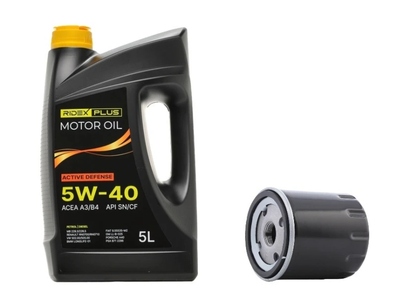 Image of RIDEX PLUS 100908O0053P Oil change kit (oil filter + engine oil) Oil change kit (oil filter + engine oil) (100908)