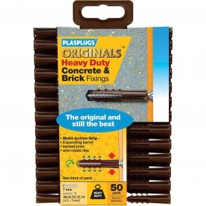 image of Plasplugs Heavy Duty Multifix Concrete and Brick Fixings Pack of 50