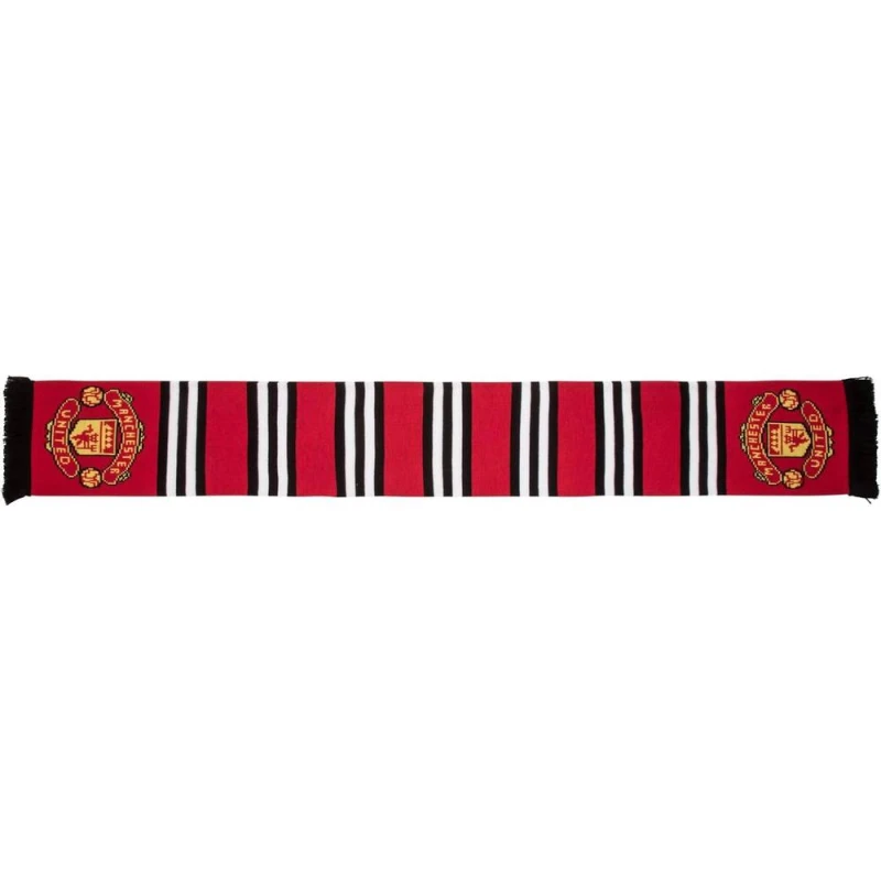 Image of Manchester United FC Mens Stripe Jacquard Knitted Scarf in Red Red Male One Size