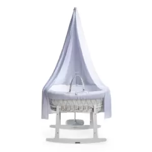 Image of Clair de Lune Muslin 6 Piece White Wicker Moses Basket & Drape Starter Set - White - White/White