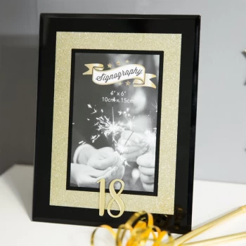 Image of 4" x 6" - Signography Gold Glitter Glass Frame - 18