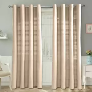 Image of Homecapes Cotton Rajput Ribbed Natural Curtain Pair, 66 x 90' Drop - Natural