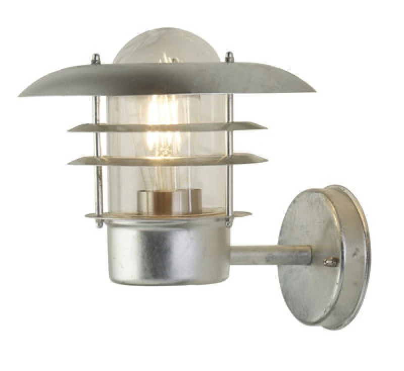 Image of Lighting Collection Galvanised Outdoor Lantern Wall Light