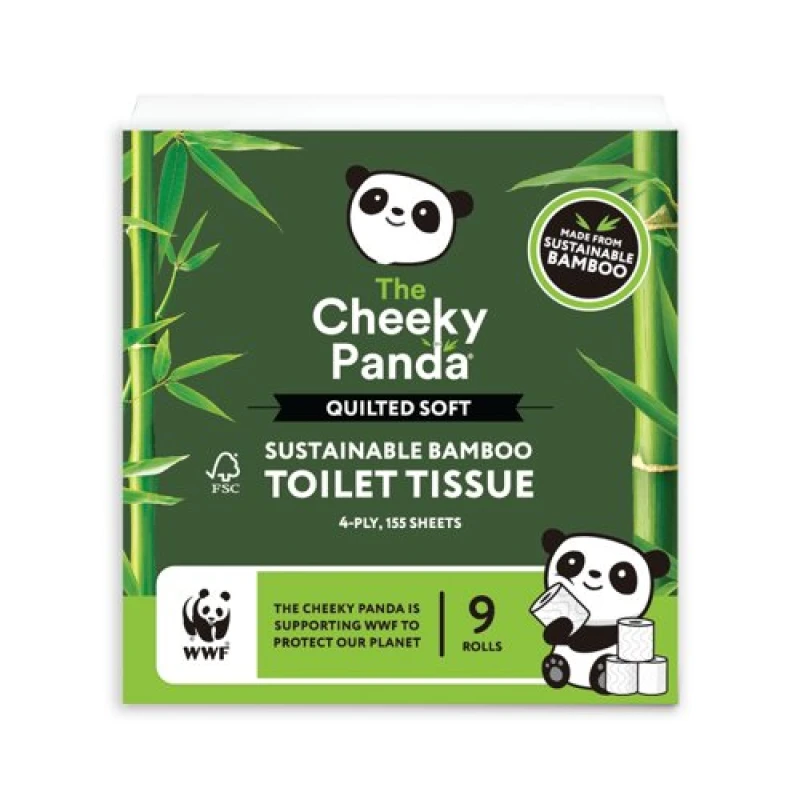 Image of Cheeky Panda Sustainable Bamboo Quilted Toilet Roll 4-Ply 155 Sheets (45 Pack) QUILTOILT9X5