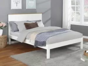 Image of Flintshire Conway 5ft King Size White and Light Oak Wooden Bed Frame