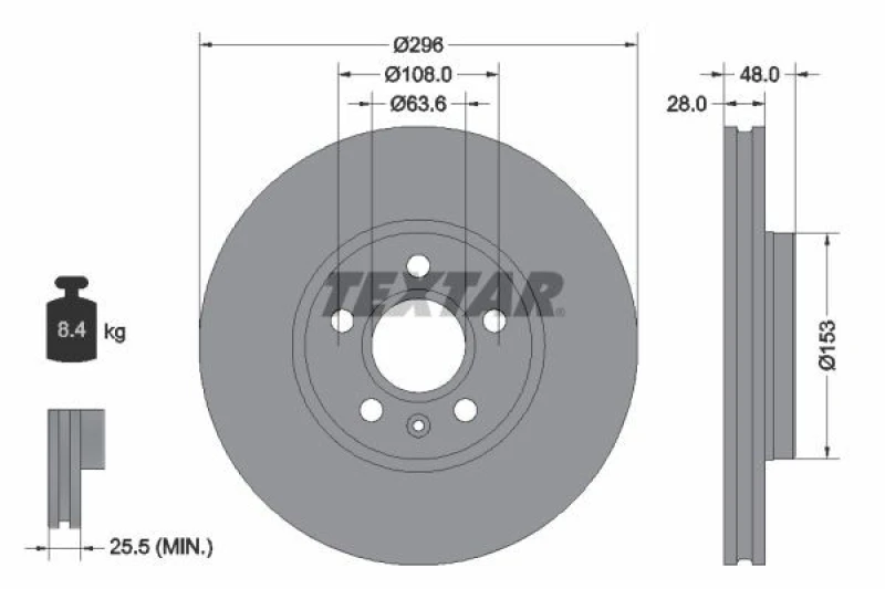 Image of Brake disc TEXTAR 92287505
