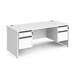 image of Dams International Straight Desk with White MFC Top and Graphite Frame Panel Legs and 2 x 2 Lockable Drawer Pedestals Contract 25 1800 x 800 x 725mm