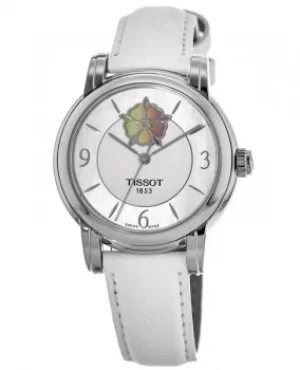 image of Tissot T-Lady Lady Heart Mother of Pearl Dial White Leather Strap Womens Watch T050.207.17.117.05 T050.207.17.117.05