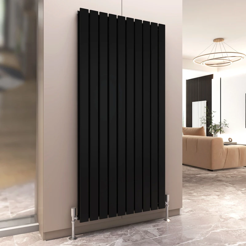 Image of MCC DIRECT Mcc Direct - 1600 x 680mm Double Designer Flat Panel Central Heating Radiator matt Black HD2423