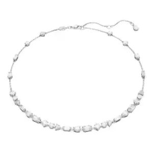 Image of Mesmera Mixed Cuts Scattered Design White Rhodium Plated Necklace 5676989