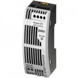 image of Phoenix Contact STEP-PS/1AC/24DC/0.75/FL Rail mounted PSU (DIN) 24 V DC 0.83 A 18 W 1 x