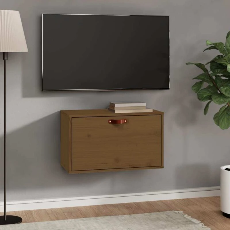 Image of Vidaxl Wall Cabinet Honey Brown 60X30X35cm Solid Wood Pine, Brown 818353