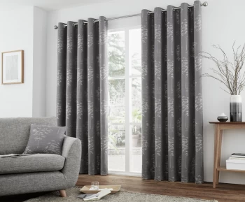Image of Curtina Elmwood Lined Curtains - 117x137cm - Graphite