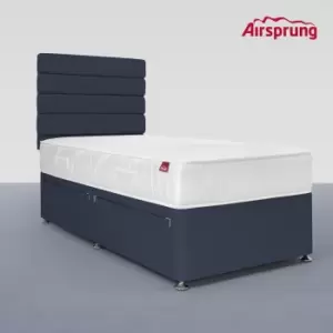 Image of Airsprung Single 2 Drawer Divan Bed with Comfort Mattress - Midnight Blue