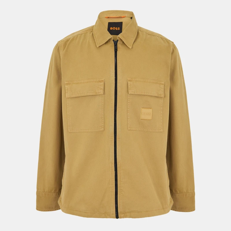 Image of Boss Mens Lovel Zipped Overshirt Medium Beige male S