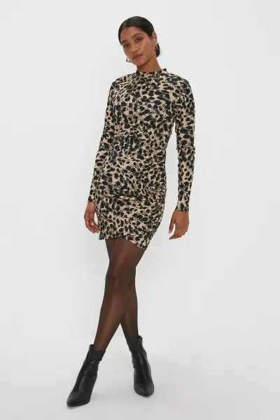 Image of Dorothy Perkins Leopard Wrap Mini Dress Leopard