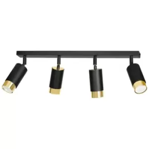 Image of Emibig Hiro Black/Gold Ceiling Spotlight Bar 4x GU10