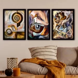 Image of 3SC63 Multicolor Decorative Framed Painting (3 Pieces)