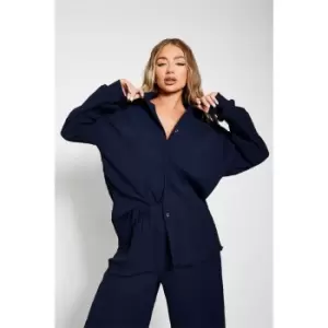 I Saw It First Textured Oversized Shirt Co-Ord - Blue