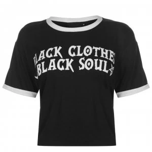 Image of Cosmic Cropped T Shirt Ladies - Black Clothes