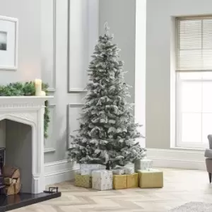 Image of Kaemingk Everlands - The Winter Workshop - 6ft / 180cm Slim Snowy Grand Fir Artificial Christmas Tree - pvc and pe Mixed Needles with 983 Hand