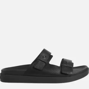 image of Calvin Klein Mens Leather Double Strap Sandals - CK Black - UK 8