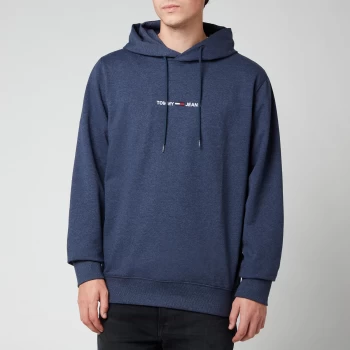 image of Tommy Jeans Mens Straight Logo Hoodie - Twilight Navy - S