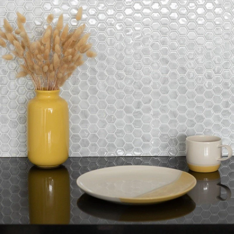 Image of Wall Pops Self Adhesive 3D Epoxy Tile Stickers Hex Marble Grey unisex 0.52 SQM