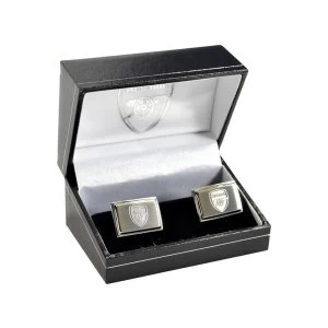 image of Arsenal Stainless Steel Engraved Oblong Crest Boxed Cufflinks